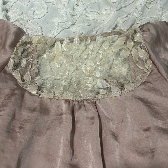 Ruffle Y2K babydoll Fairy lace blouse silk satin flowy top cap ethereal feminine - Picture 2 of 5